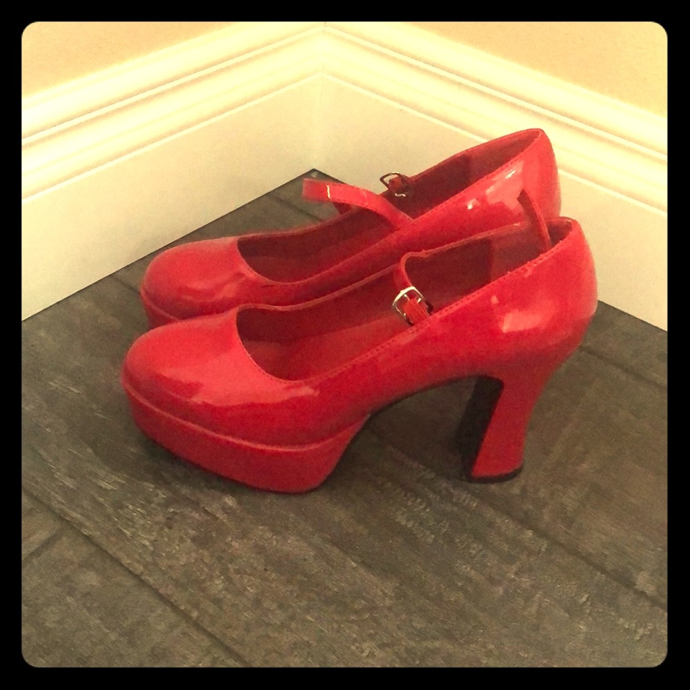 Red platform high heels